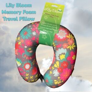 Lily Bloom Memory Foam Travel Pillow w/ Snap Closure
